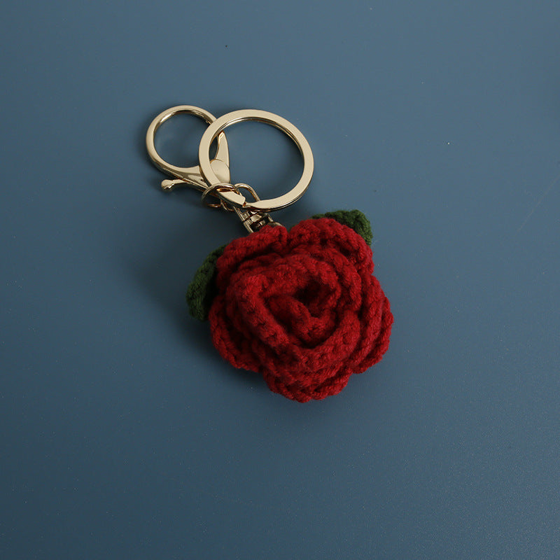 Hand-Woven Crochet Flower Keyring
