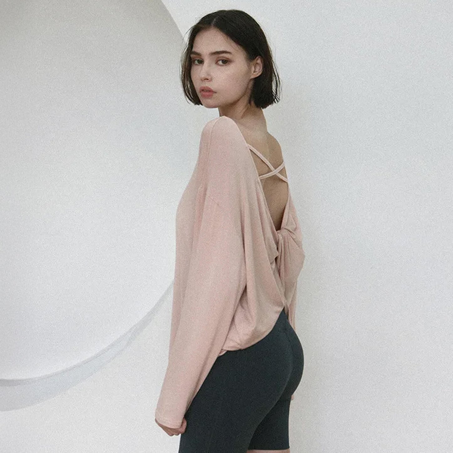 [Tops > Long sleeve] Activewear Stretch Comfort Fall Fashion Workout Top Ladies