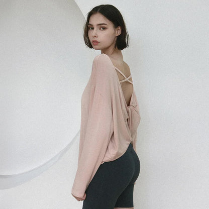 [Tops > Long sleeve] Activewear Stretch Comfort Fall Fashion Workout Top Ladies