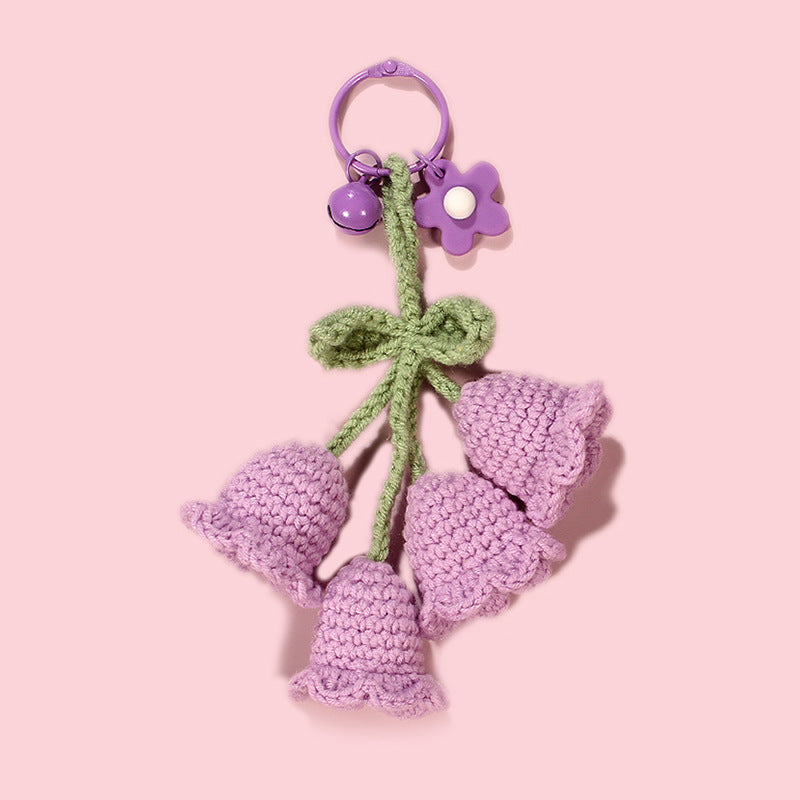 Hand-made Hook Braided Woolen Thread Lily Of The Valley Keyring