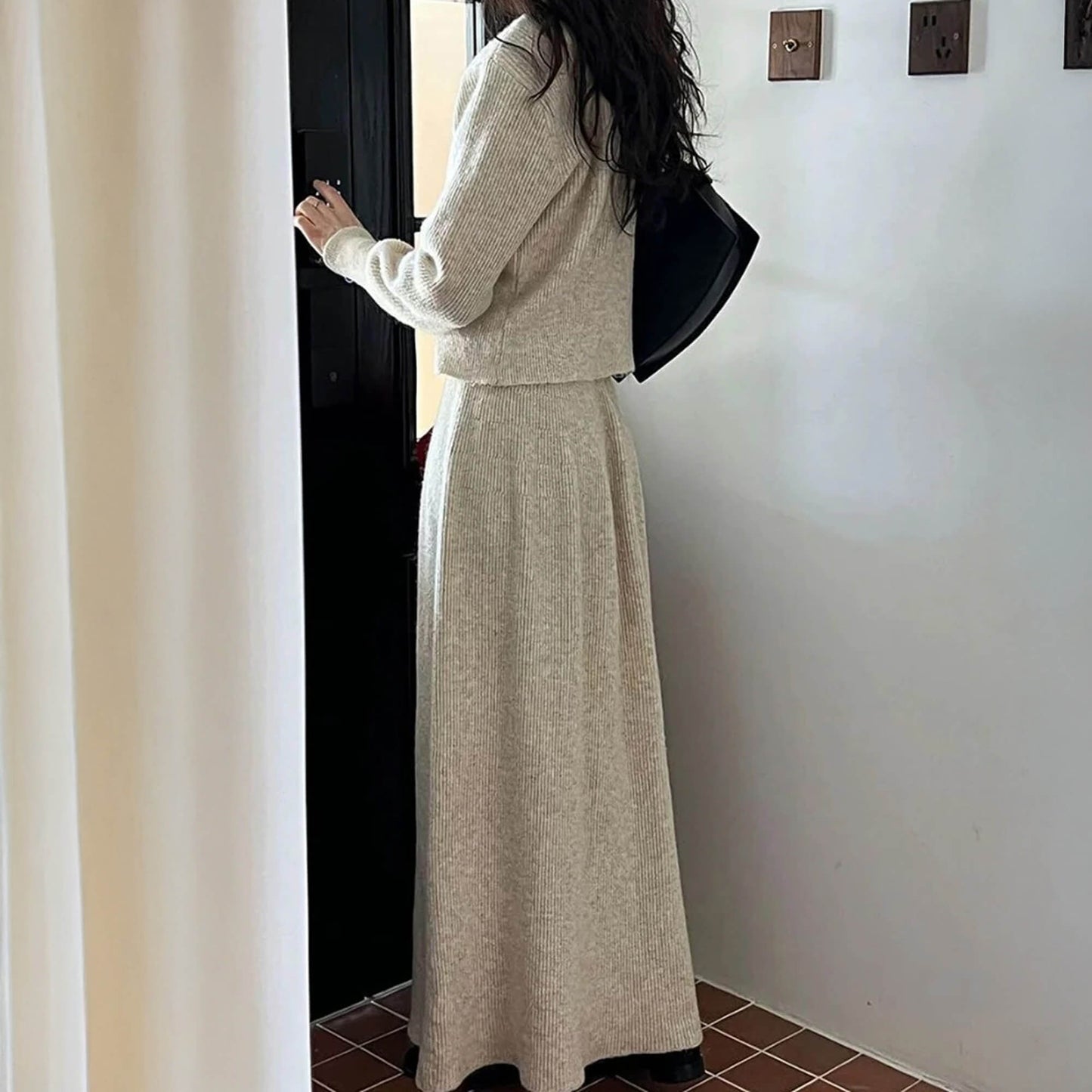 V‑neck Button‑Through Knitted Dress and Top Co‑ord Set