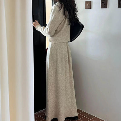 V‑neck Button‑Through Knitted Dress and Top Co‑ord Set