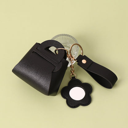 Mini Handbag Keyring with Flower Mirror