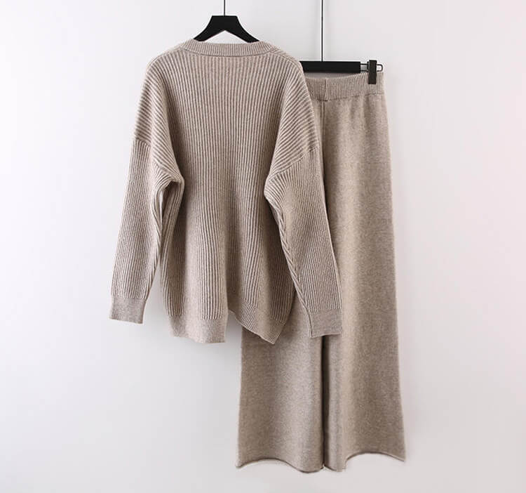 V-Neck Jumper and Wide Leg Trouser Co-ord