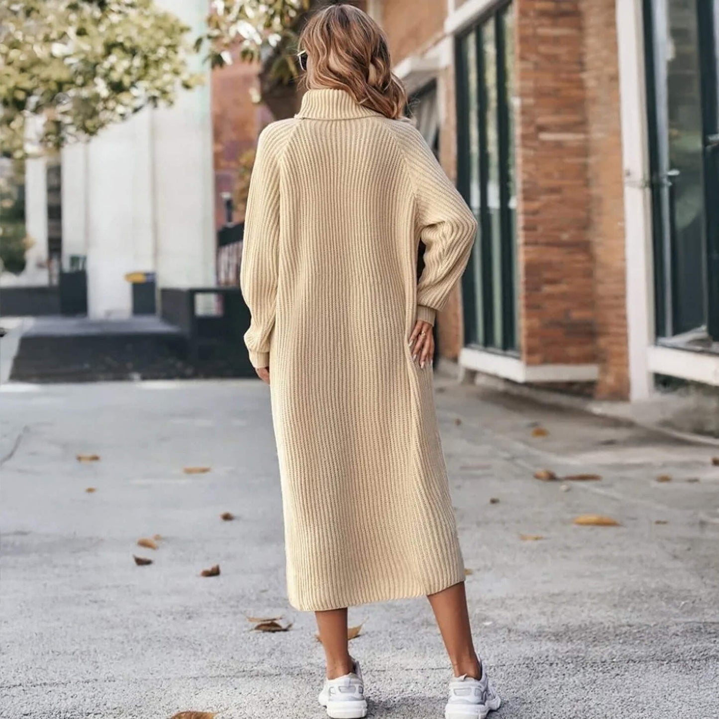 Cosy knit turtleneck dress (Loose fit)