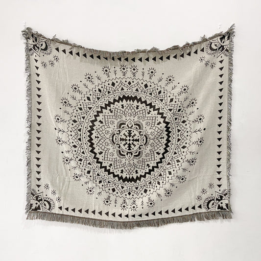 Boho Woven Throw for Sofa or Wall Hanging — Mono Mandala