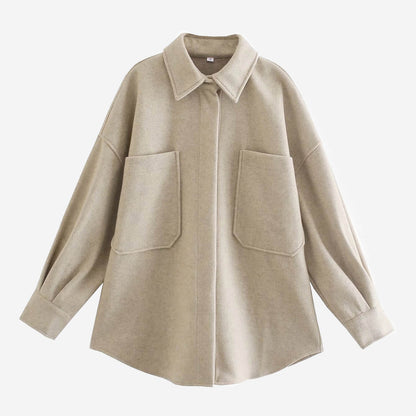 Classic Knit Blouse Autumn Winter Fresh Relaxed Fit Shirt Jacket