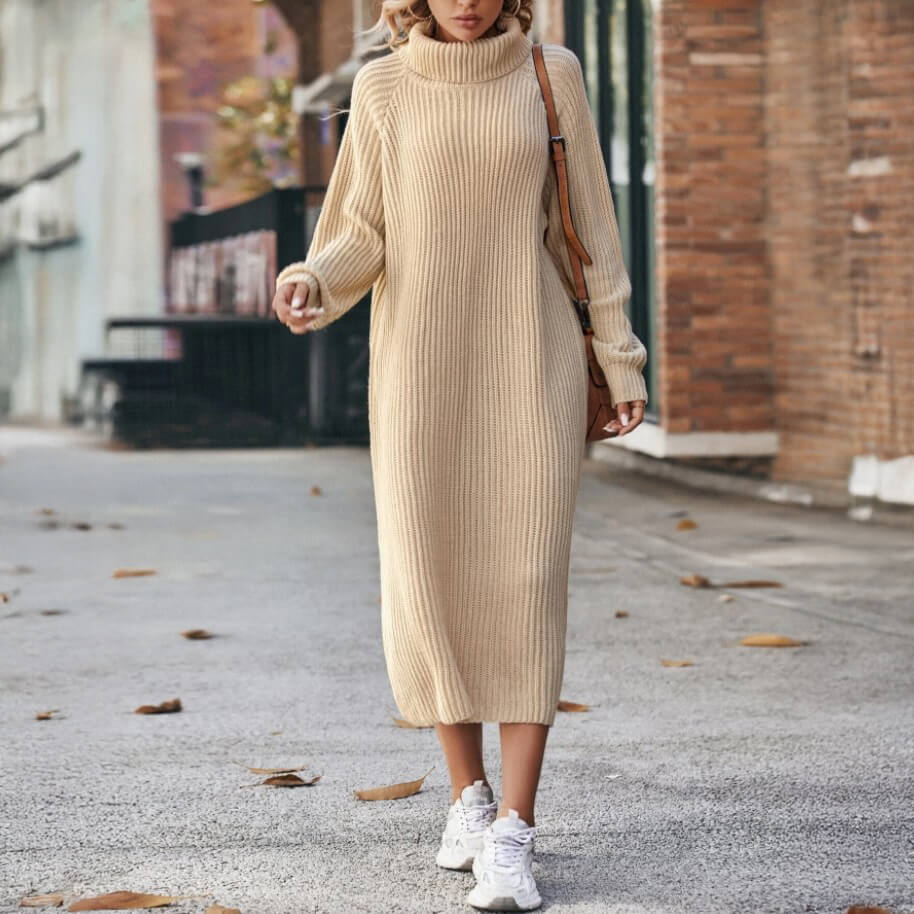 Cosy knit turtleneck dress (Loose fit)