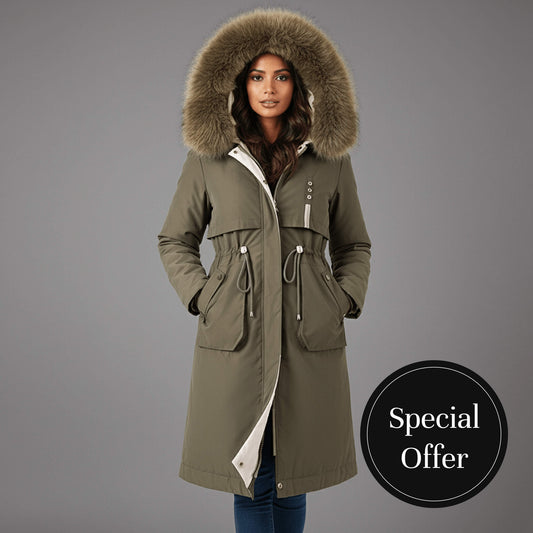 Stylish ladies' knee-length quilted parka