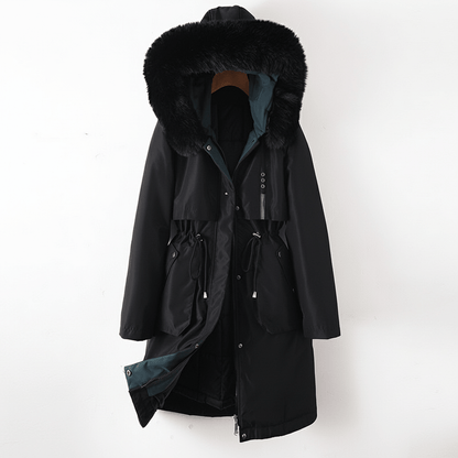 Stylish ladies' knee-length quilted parka