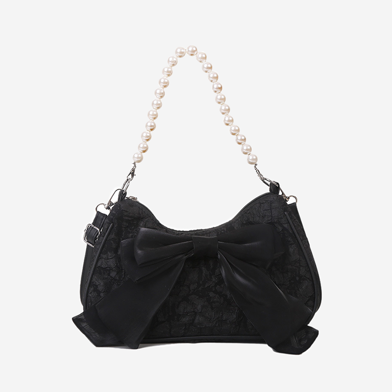 Elegant Bow-Adorned Pearl Handbag