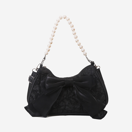 Elegant Bow-Adorned Pearl Handbag