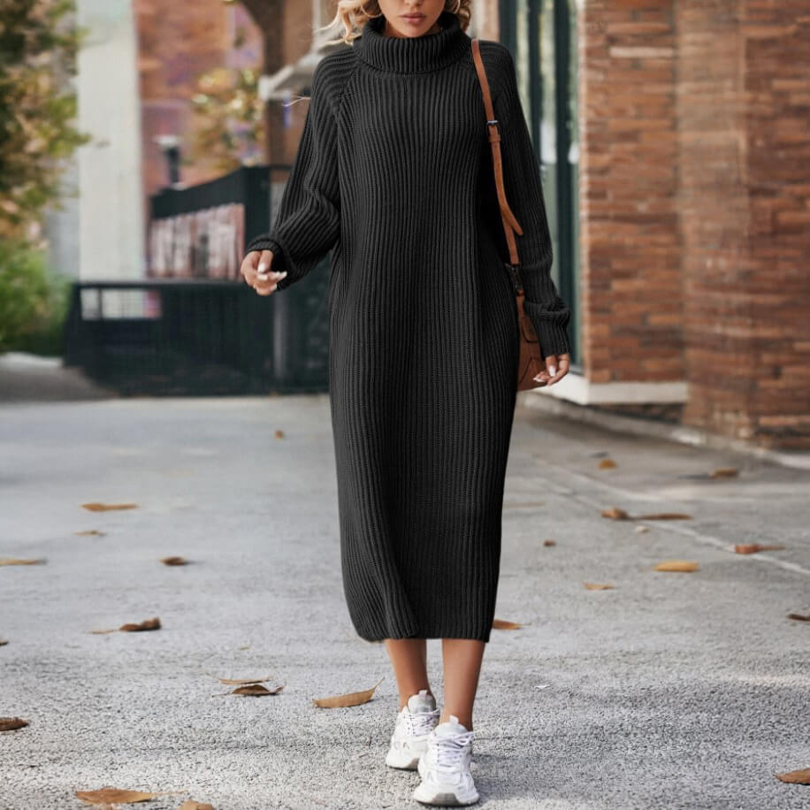Cosy knit turtleneck dress (Loose fit)
