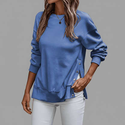 Women’s Casual Crew-Neck Side-Snap Jumper