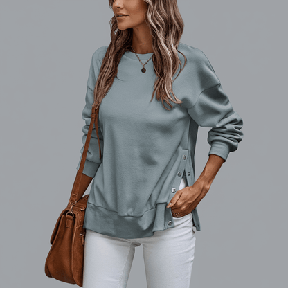 Women’s Casual Crew-Neck Side-Snap Jumper
