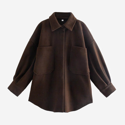 Classic Knit Blouse Autumn Winter Fresh Relaxed Fit Shirt Jacket
