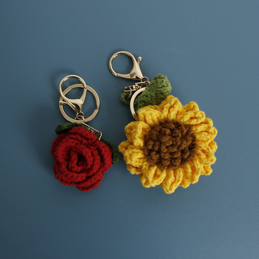 Hand-Woven Crochet Flower Keyring