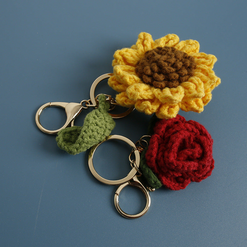 Hand-Woven Crochet Flower Keyring