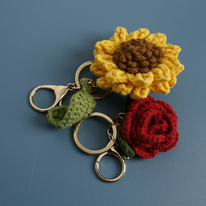 Hand-Woven Crochet Flower Keyring