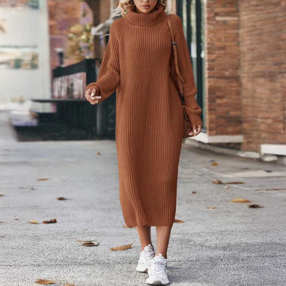 Cosy knit turtleneck dress (Loose fit)