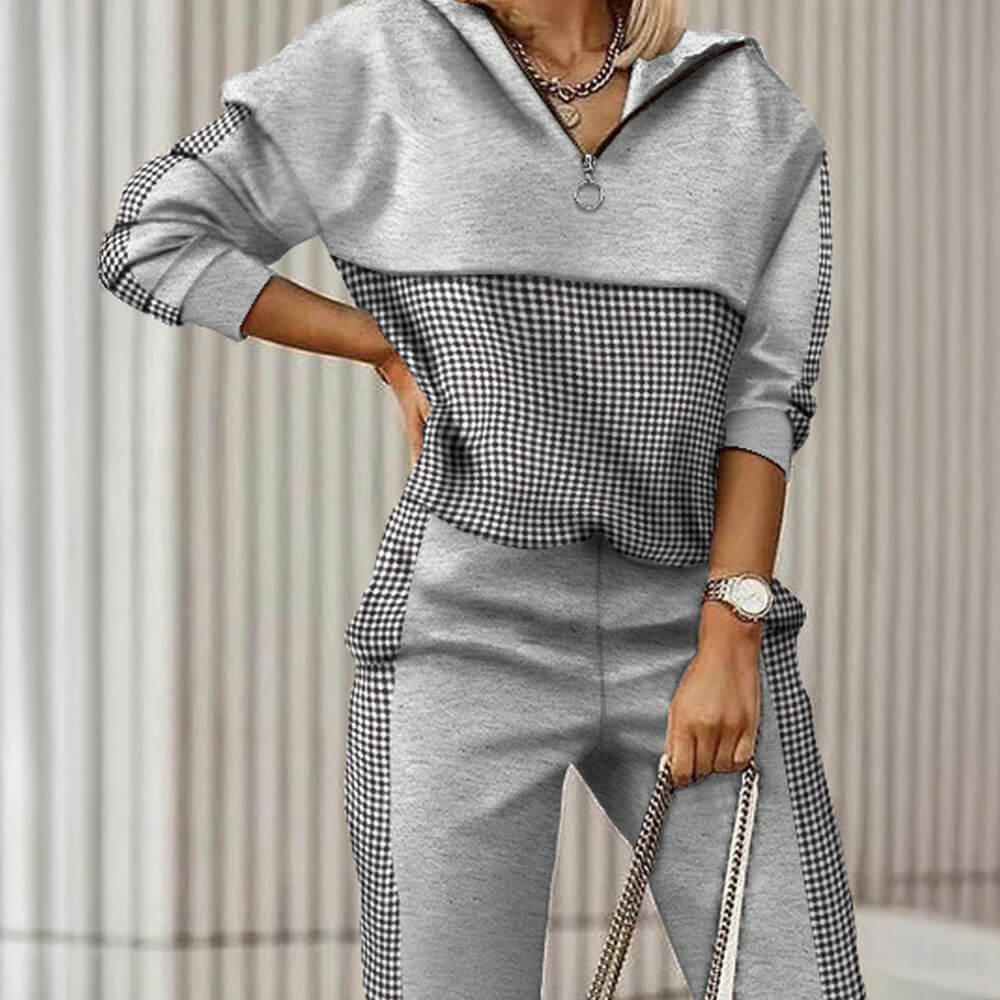 Gingham Detail Hoodie & Joggers Set