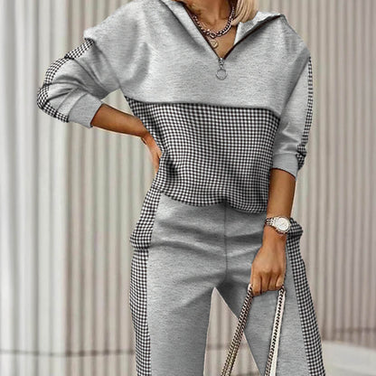 Gingham Detail Hoodie & Joggers Set