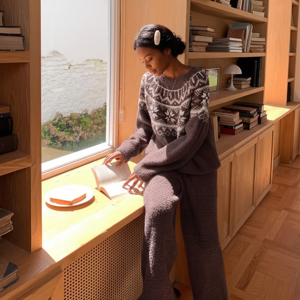 Christmas‑style warm, retro lounge set