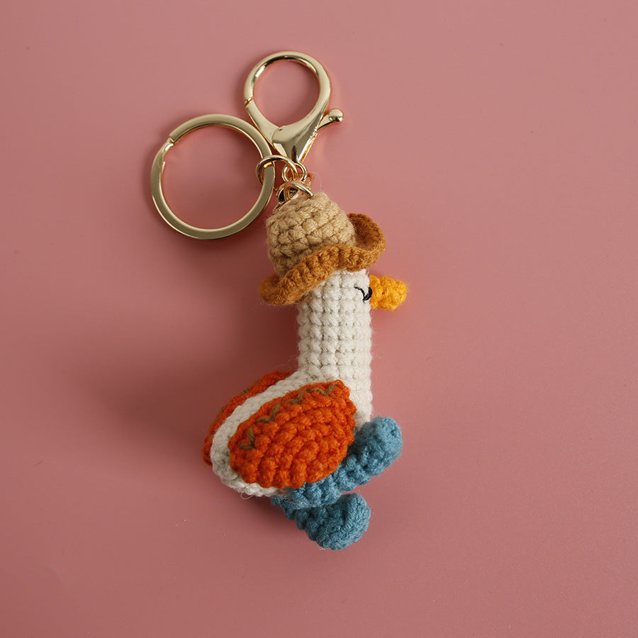 Hand-woven Forward Duck Little Doll Keyring
