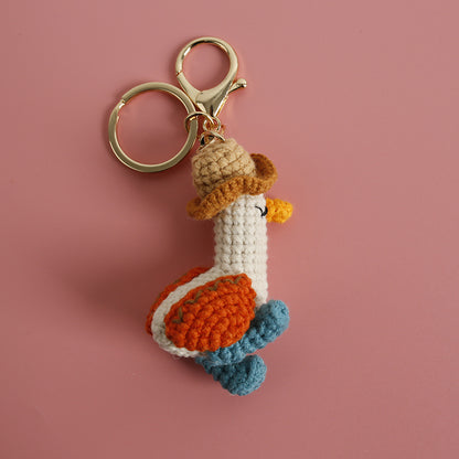 Hand-woven Forward Duck Little Doll Keyring