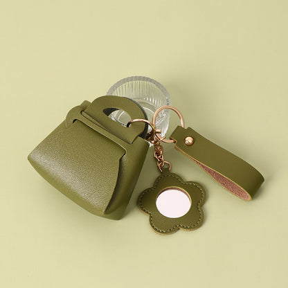Mini Handbag Keyring with Flower Mirror