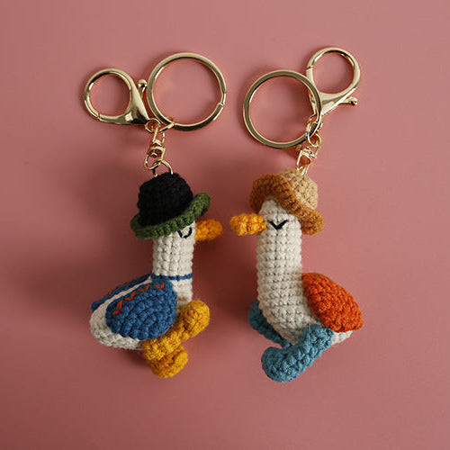 Hand-woven Forward Duck Little Doll Keyring