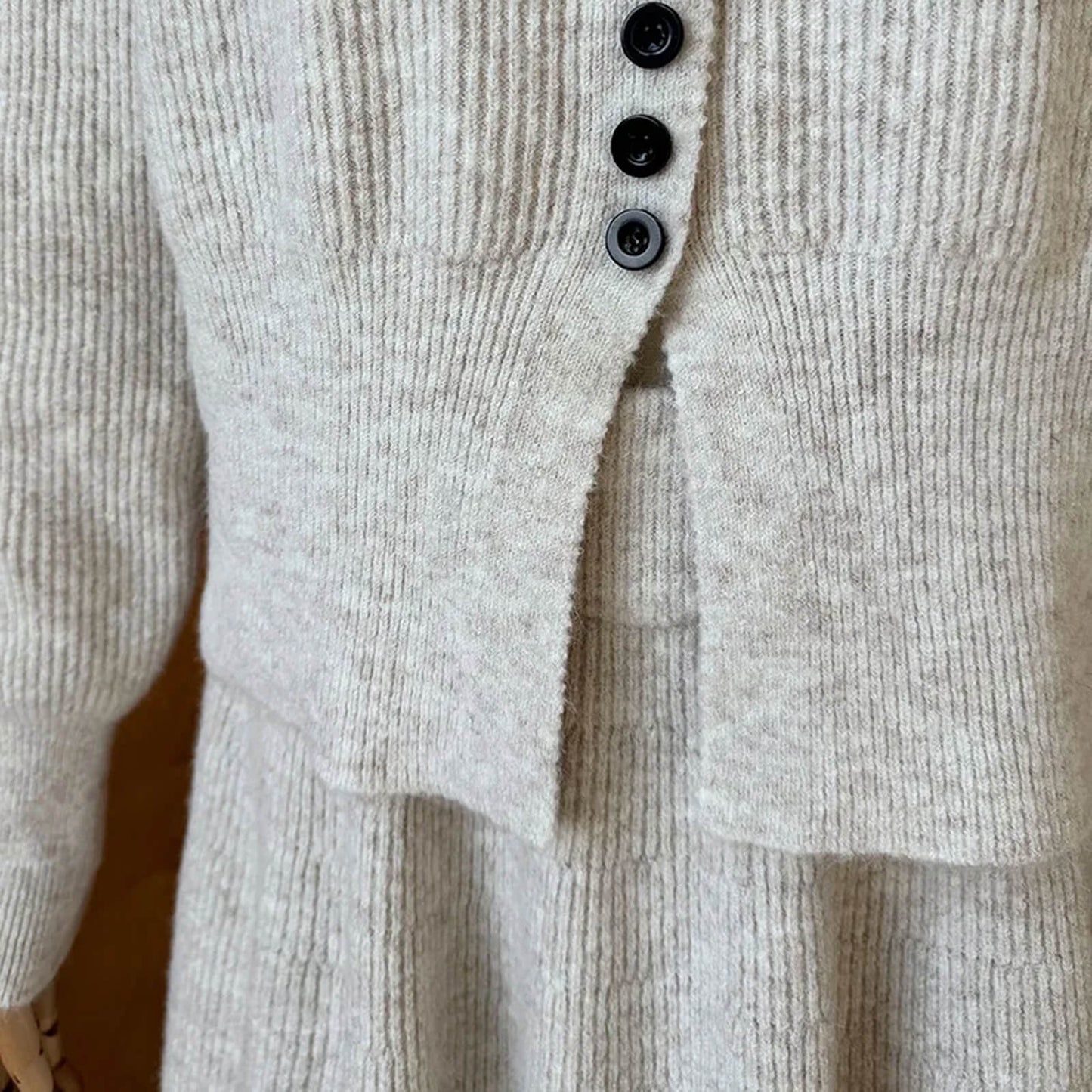 V‑neck Button‑Through Knitted Dress and Top Co‑ord Set