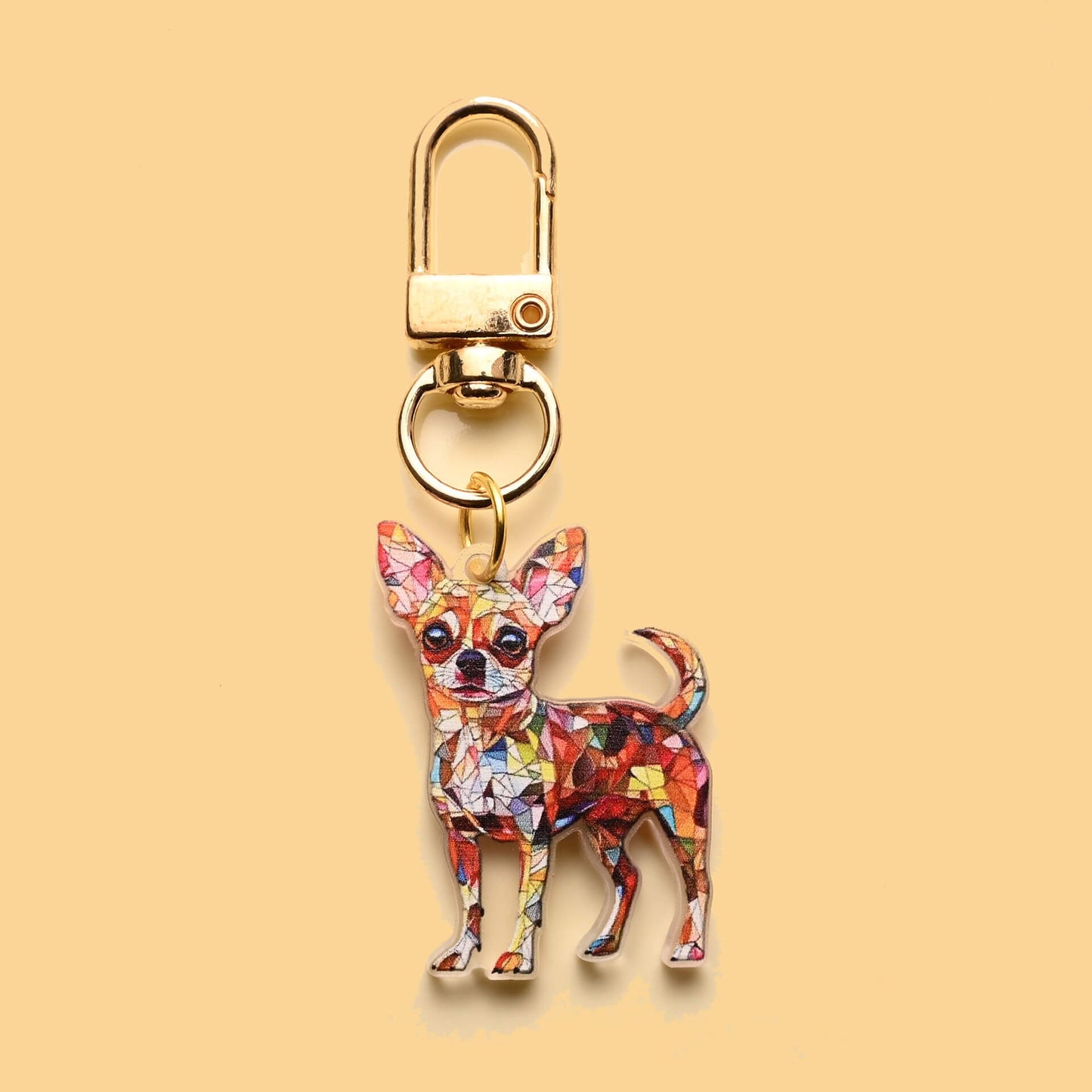 Vibrant Mosaic Style Cat & Dog Keyring
