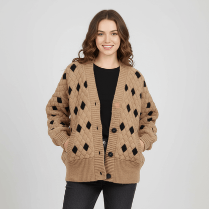 Diamond Quilted Knit Cardigan