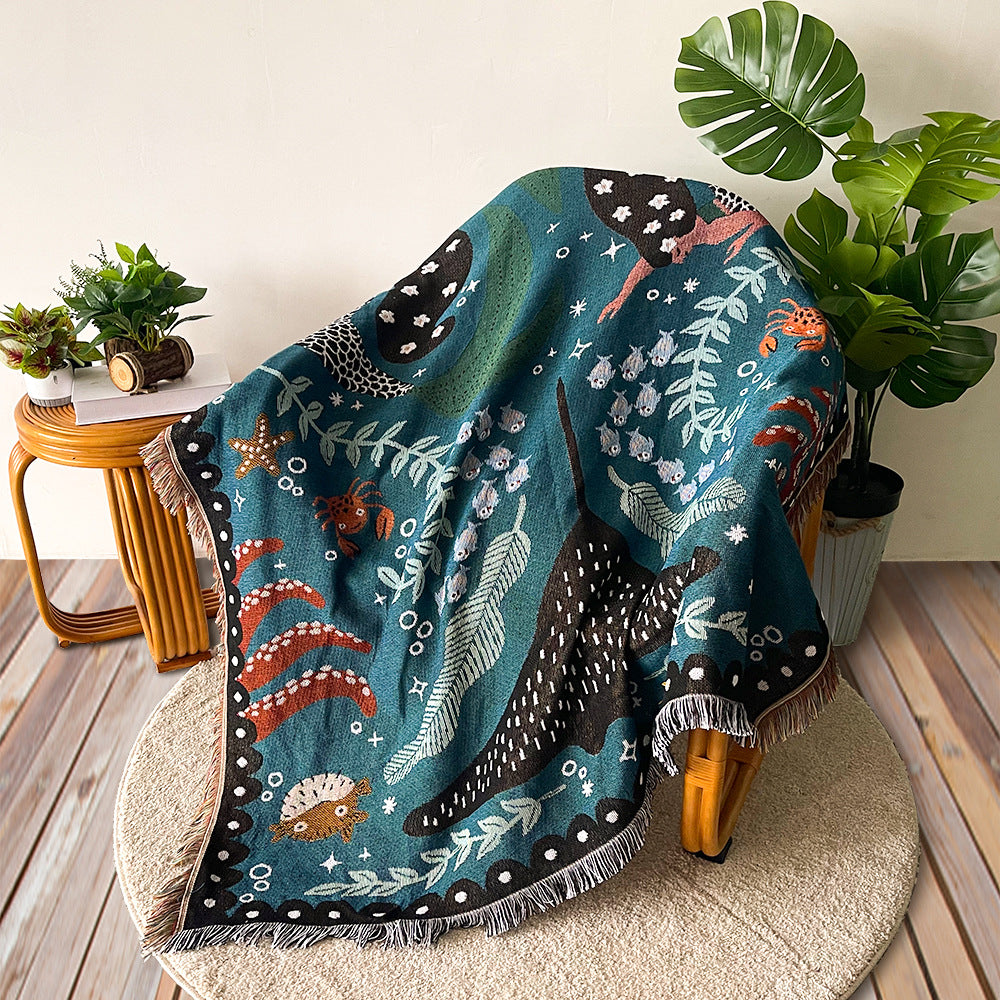 Boho Woven Throw for Sofa or Wall Hanging — Under the Sea