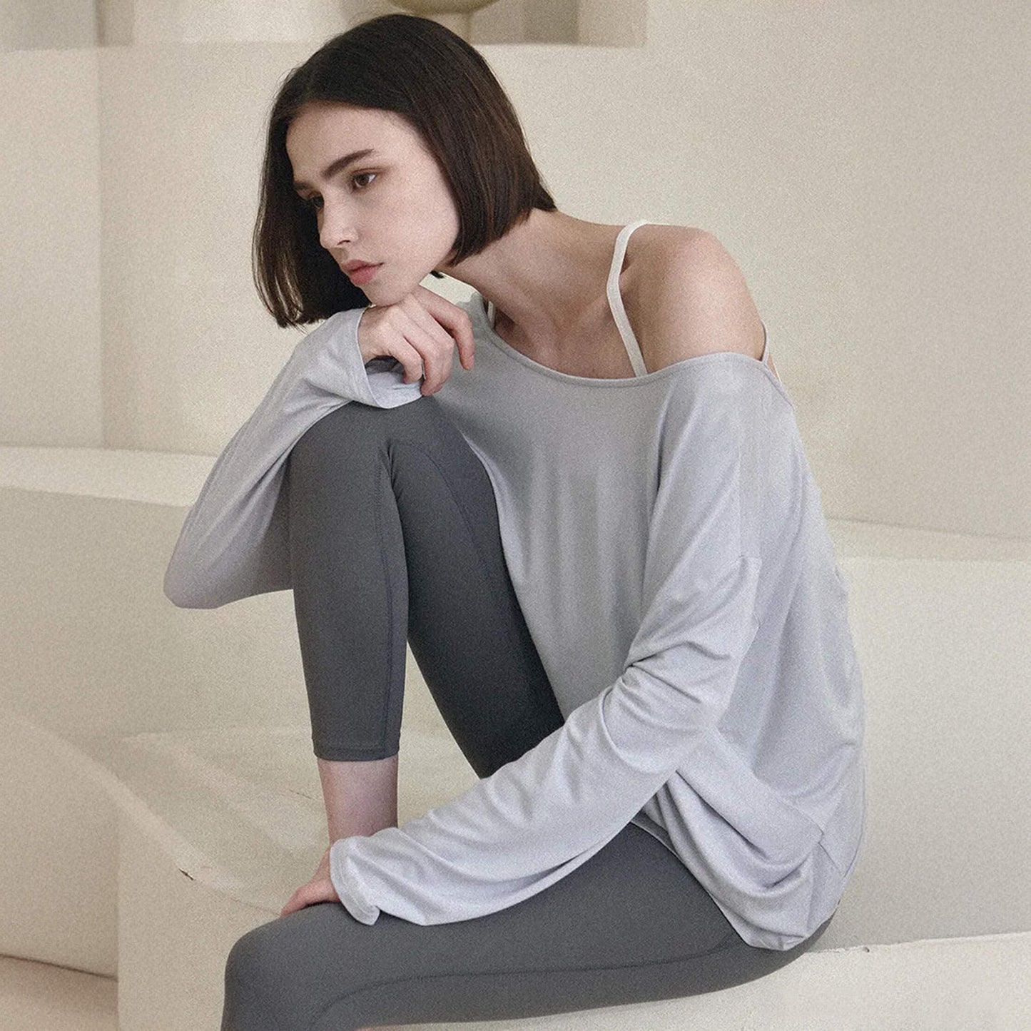 [Tops > Long sleeve] Activewear Stretch Comfort Fall Fashion Workout Top Ladies