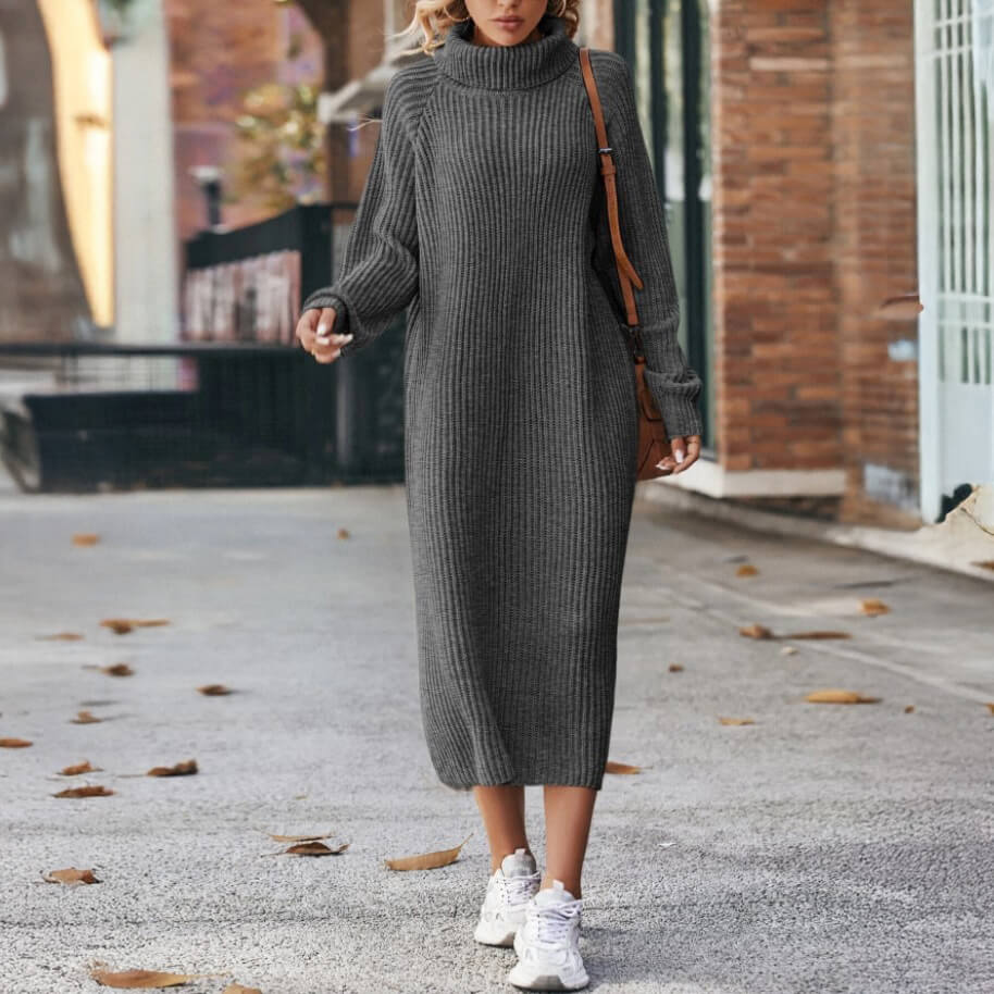 Cosy knit turtleneck dress (Loose fit)