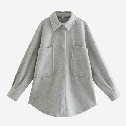 Classic Knit Blouse Autumn Winter Fresh Relaxed Fit Shirt Jacket