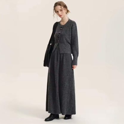 V‑neck Button‑Through Knitted Dress and Top Co‑ord Set