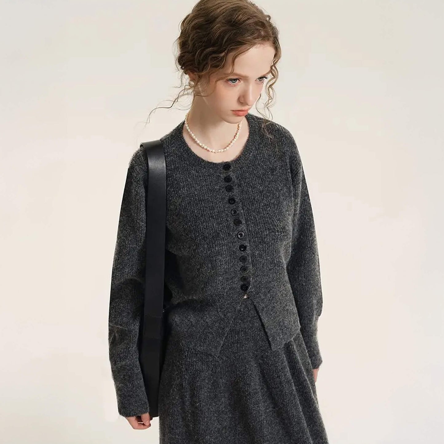 V‑neck Button‑Through Knitted Dress and Top Co‑ord Set