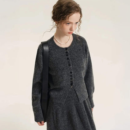 V‑neck Button‑Through Knitted Dress and Top Co‑ord Set