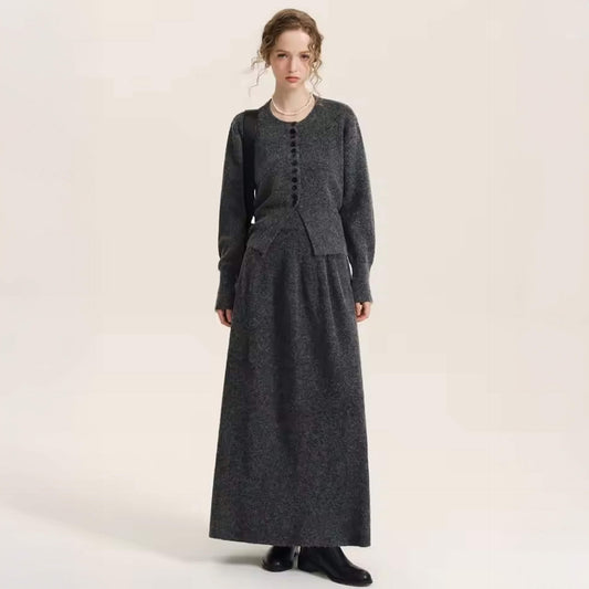 V‑neck Button‑Through Knitted Dress and Top Co‑ord Set