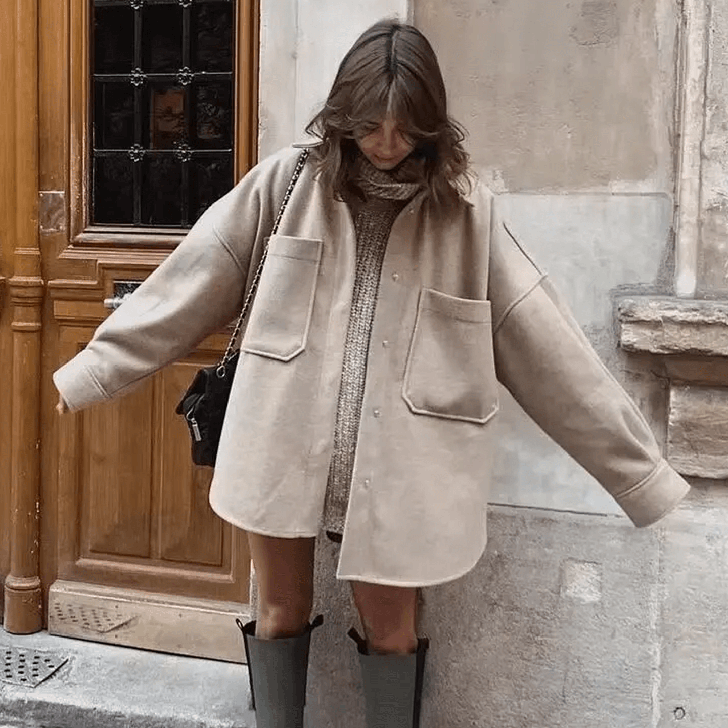 Classic Knit Blouse Autumn Winter Fresh Relaxed Fit Shirt Jacket