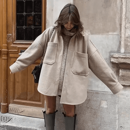 Classic Knit Blouse Autumn Winter Fresh Relaxed Fit Shirt Jacket