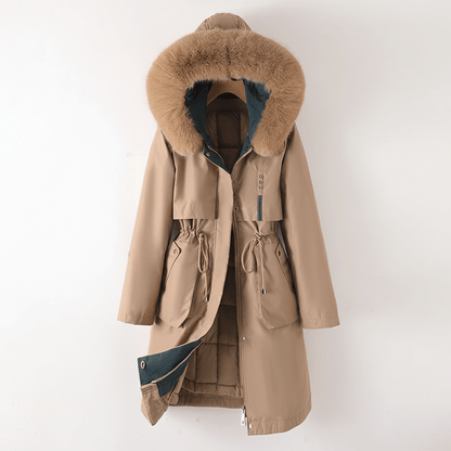 Stylish ladies' knee-length quilted parka