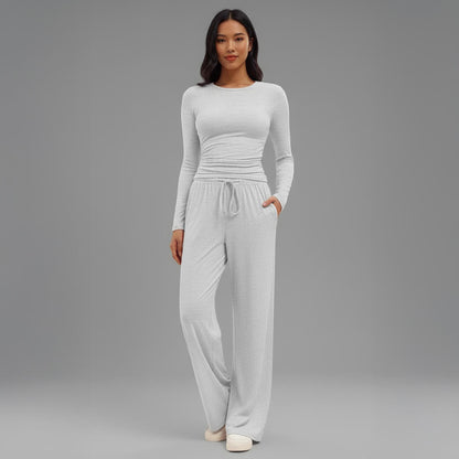 Cosy Long‑Sleeve Wide‑Leg Lounge Set