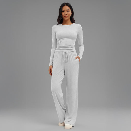 Cosy Long‑Sleeve Wide‑Leg Lounge Set