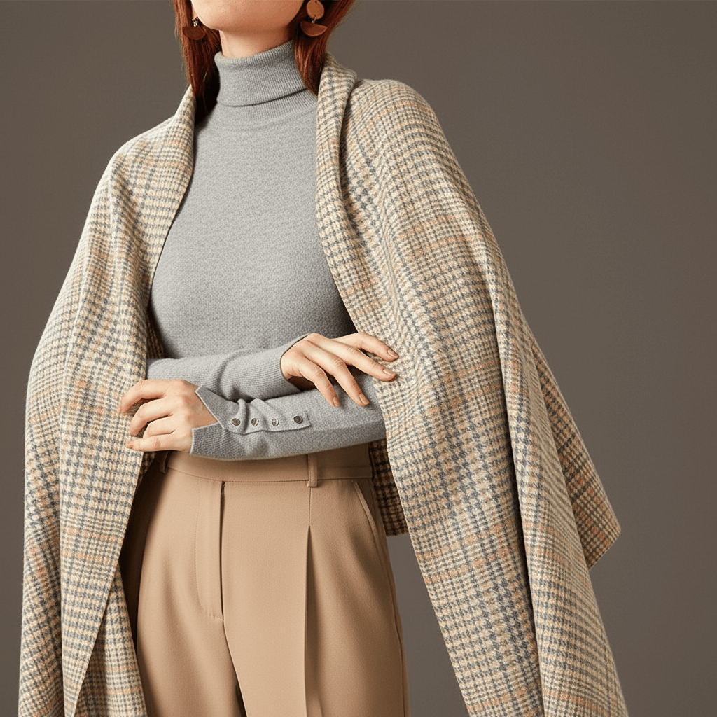 Soft Check Tassel Scarf