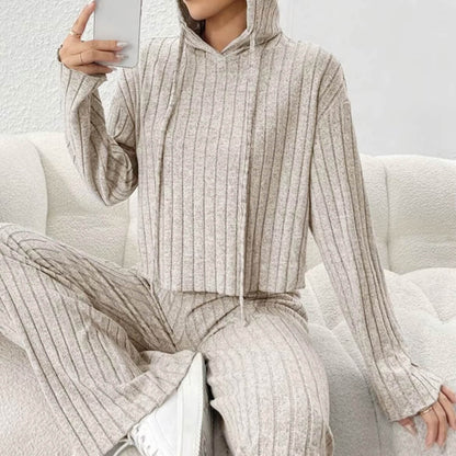 Striped Oversized Hooded Sweatshirt Set