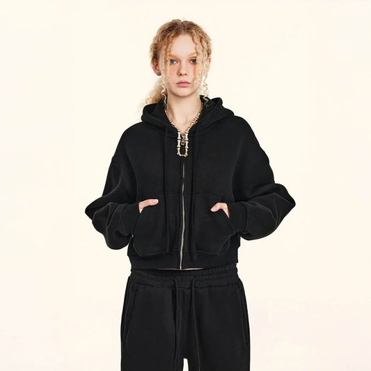 Women's Black Cosy Fleece Co-ord - Hoodie and Cuffed